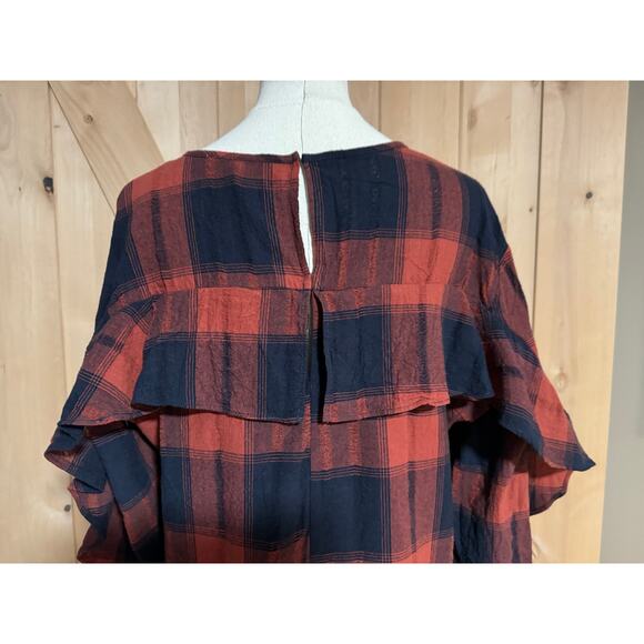 BCBGeneration | Red Black Plaid Long Sleeve Shirt Dress | Size Large - Picture 6 of 11
